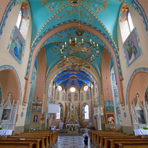 Sulislawice - sklepienie w kosciele parafialnym. EU, Pl, Swietokrzyskie.